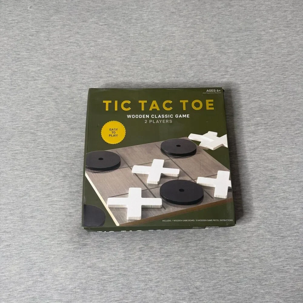 TIC TAC TOE Large Wooden Classic Game Board